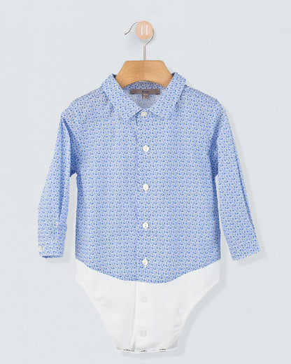 Louis Mosaic Blue Cotton Onesie Shirt - Shirt