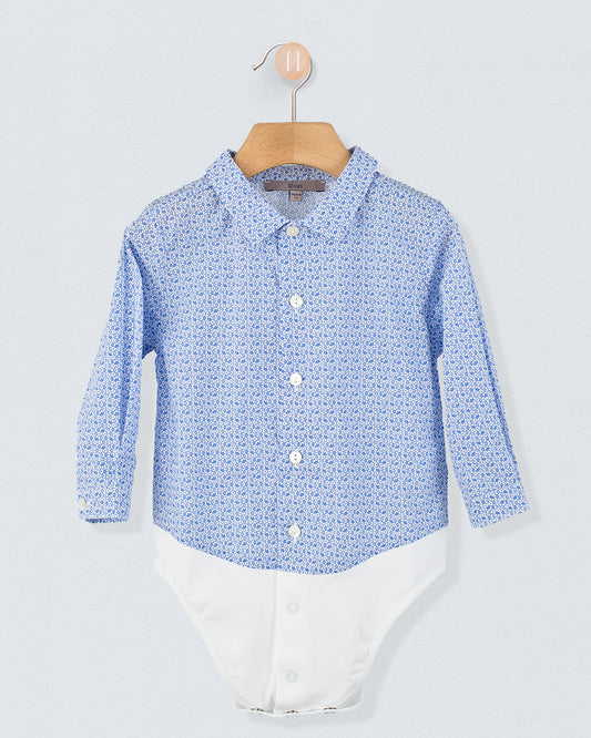 Louis Mosaic Blue Cotton Onesie Shirt - Shirt
