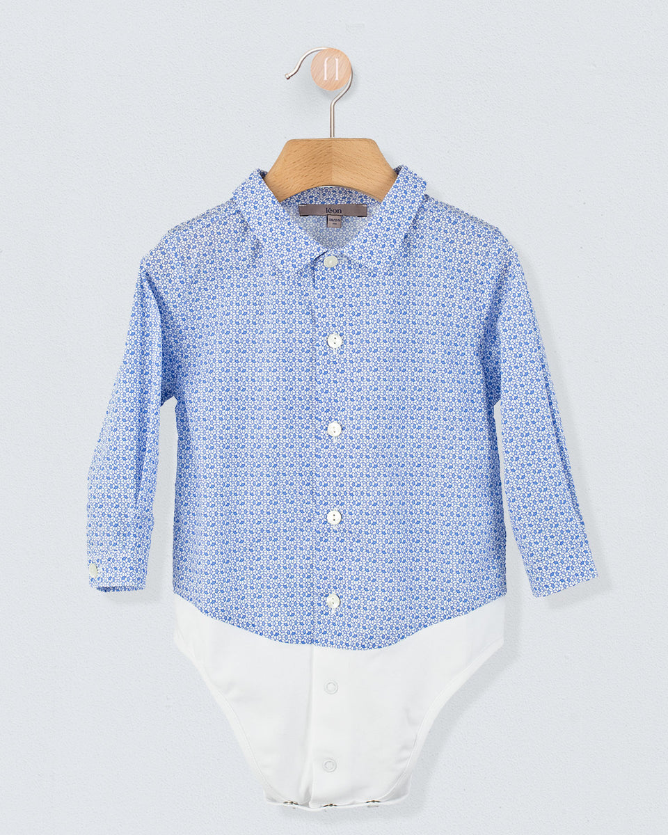 Louis Mosaic Blue Cotton Onesie Shirt