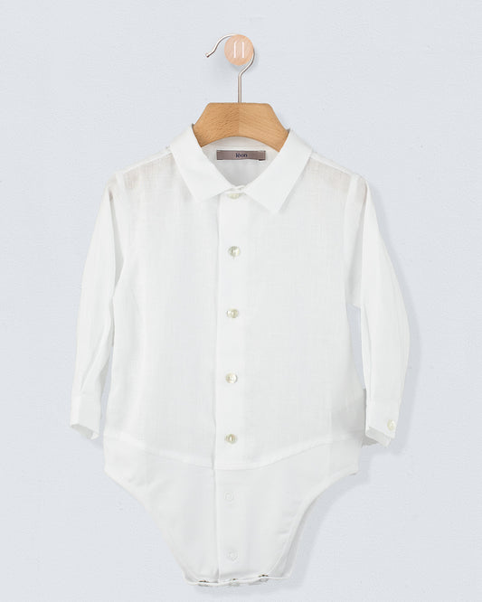 Louis White Linen Onesie Shirt - Shirt