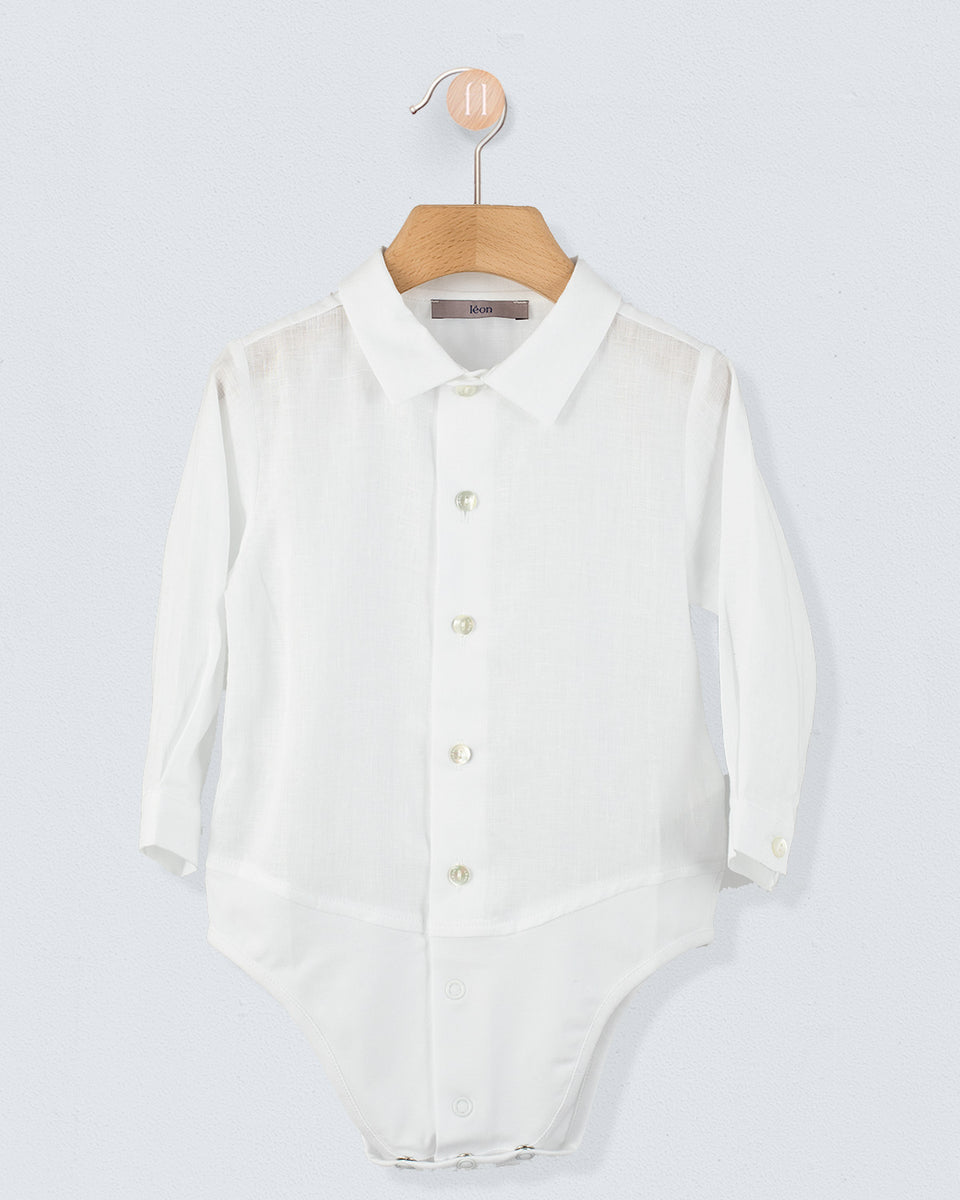 Louis White Linen Onesie Shirt