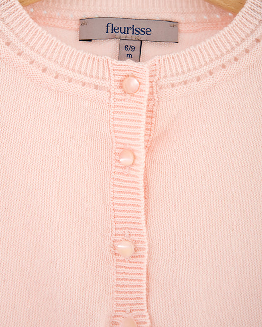 Lucie Petal Pink Cotton Cardigan - Cardigan