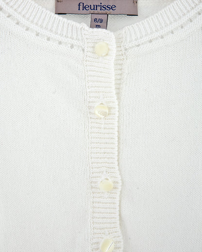 Lucie White Cotton Cardigan - Cardigan