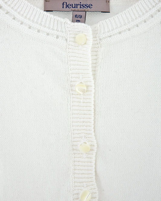 Lucie White Cotton Cardigan - Cardigan