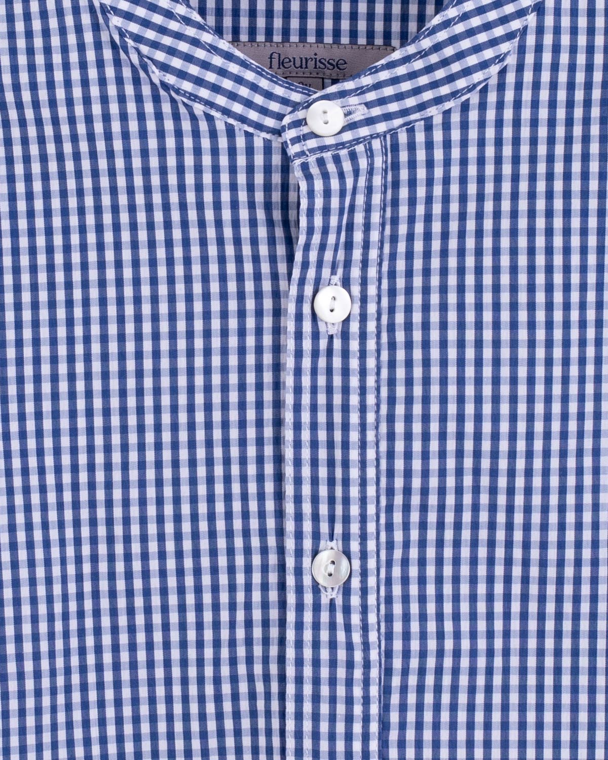 Mandarin Summer Navy Check Shirt - Shirt