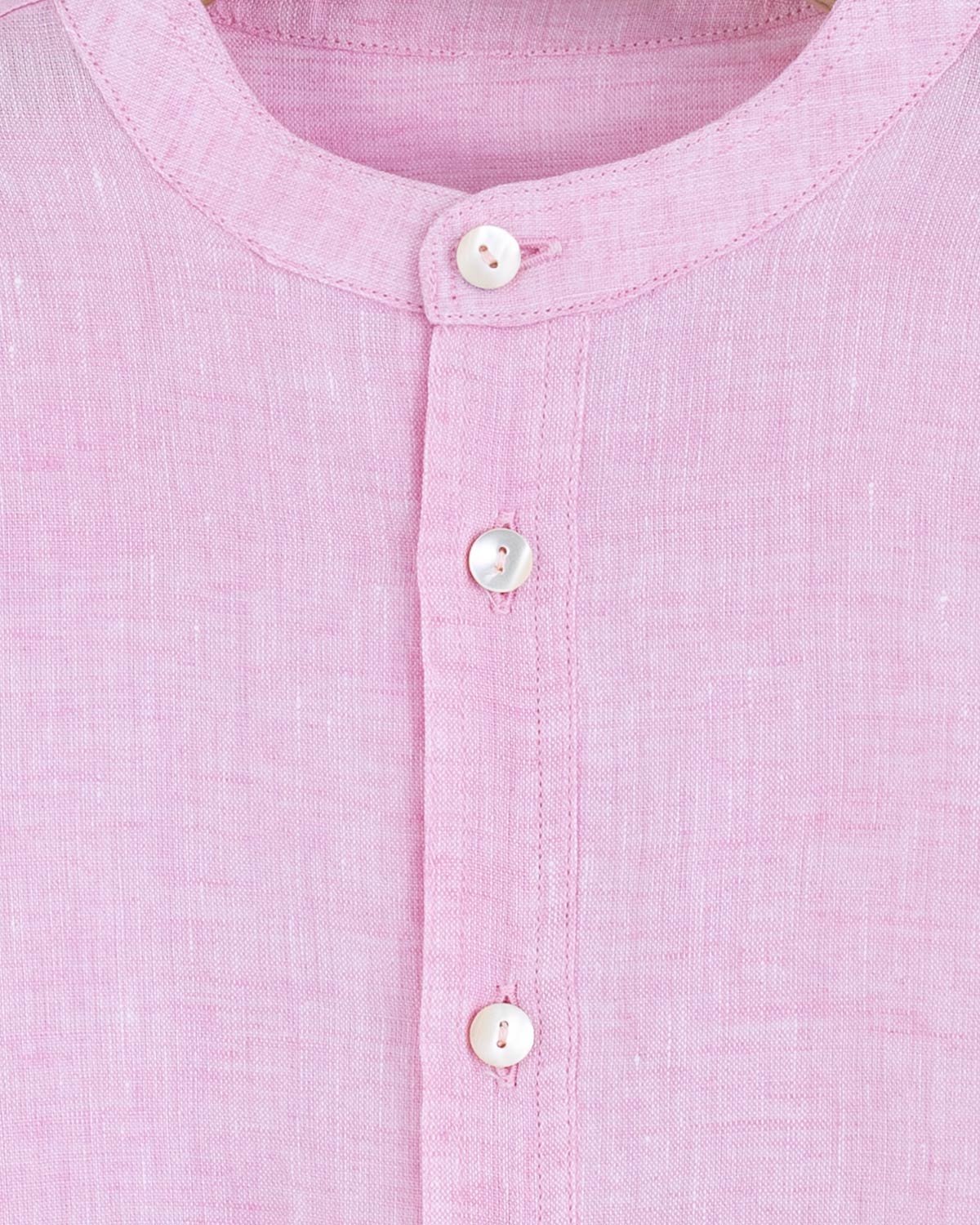 Mandarin Italian Pink Linen Shirt - Shirt