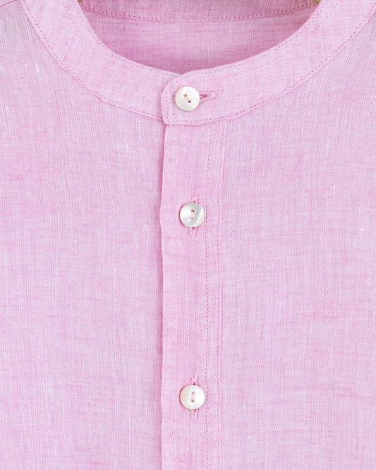 Mandarin Italian Pink Linen Shirt - Shirt