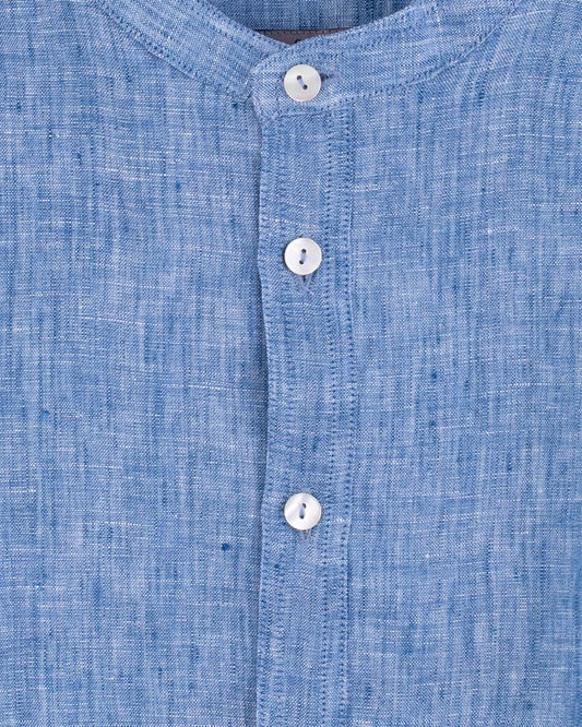 Mandarin Seafoam Linen Shirt - Shirt
