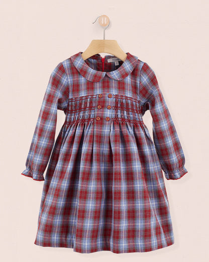 Margot Ruby Plaid Smocked Dress - Dress