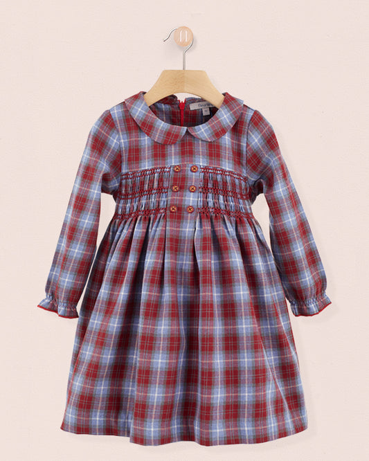 Margot Ruby Plaid Smocked Dress - Dress
