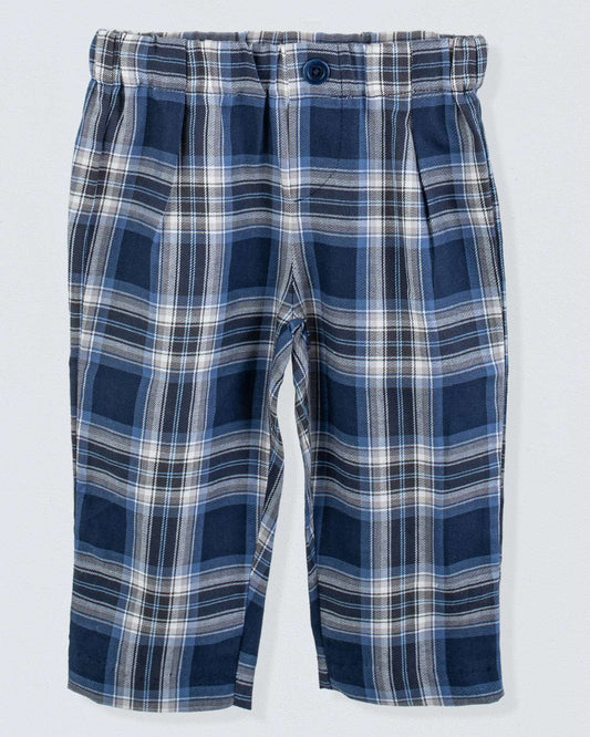 Mattia Italian Navy Tartan Pant - Pant
