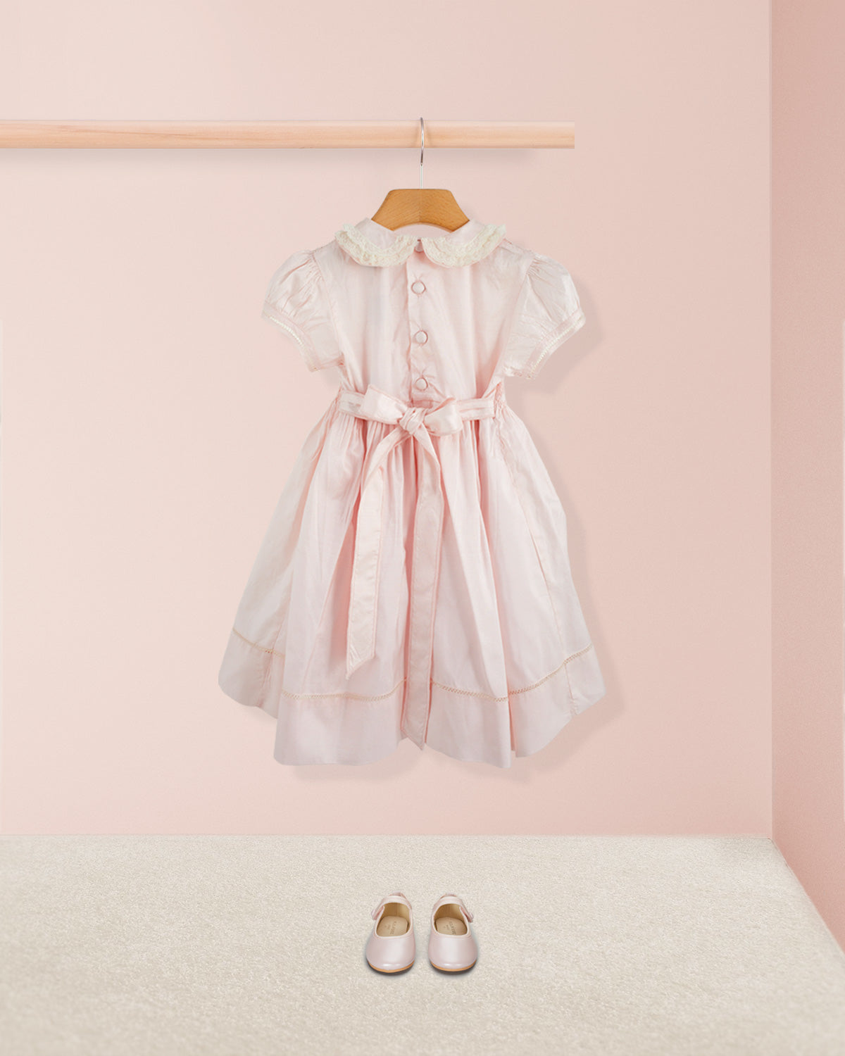 Middleton Pink Silk Hand Smocked - Smocked Dress