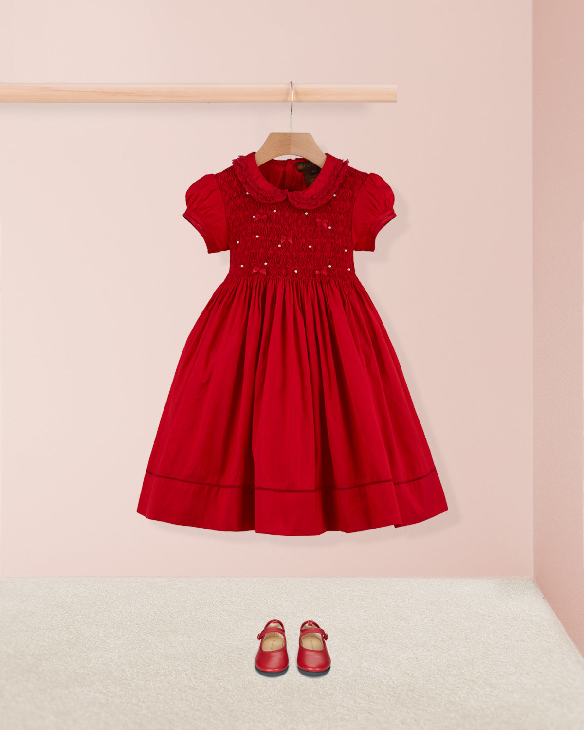Middleton Red Silk Hand Smocked Dress - Smocked Dress