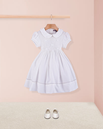 Middleton White Linen Smock - Smocked Dress
