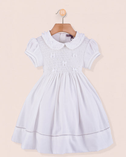 Middleton White Linen Smock - Smocked Dress
