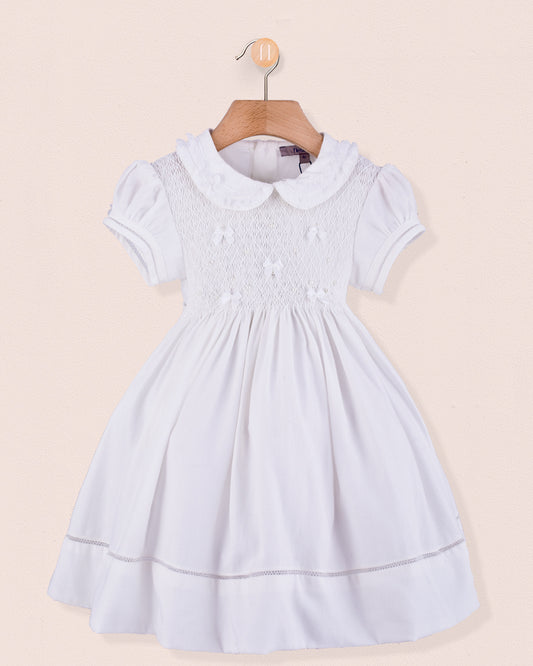 Middleton White Linen Smock - Smocked Dress