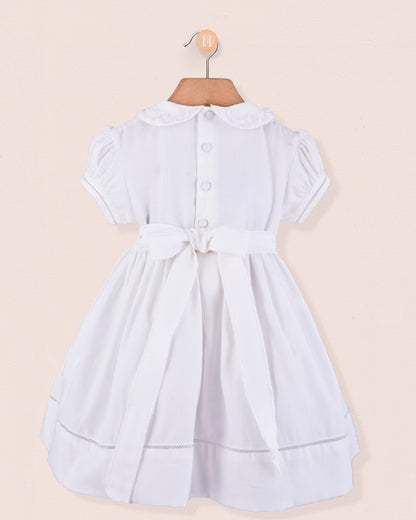Middleton White Linen Smock - Smocked Dress