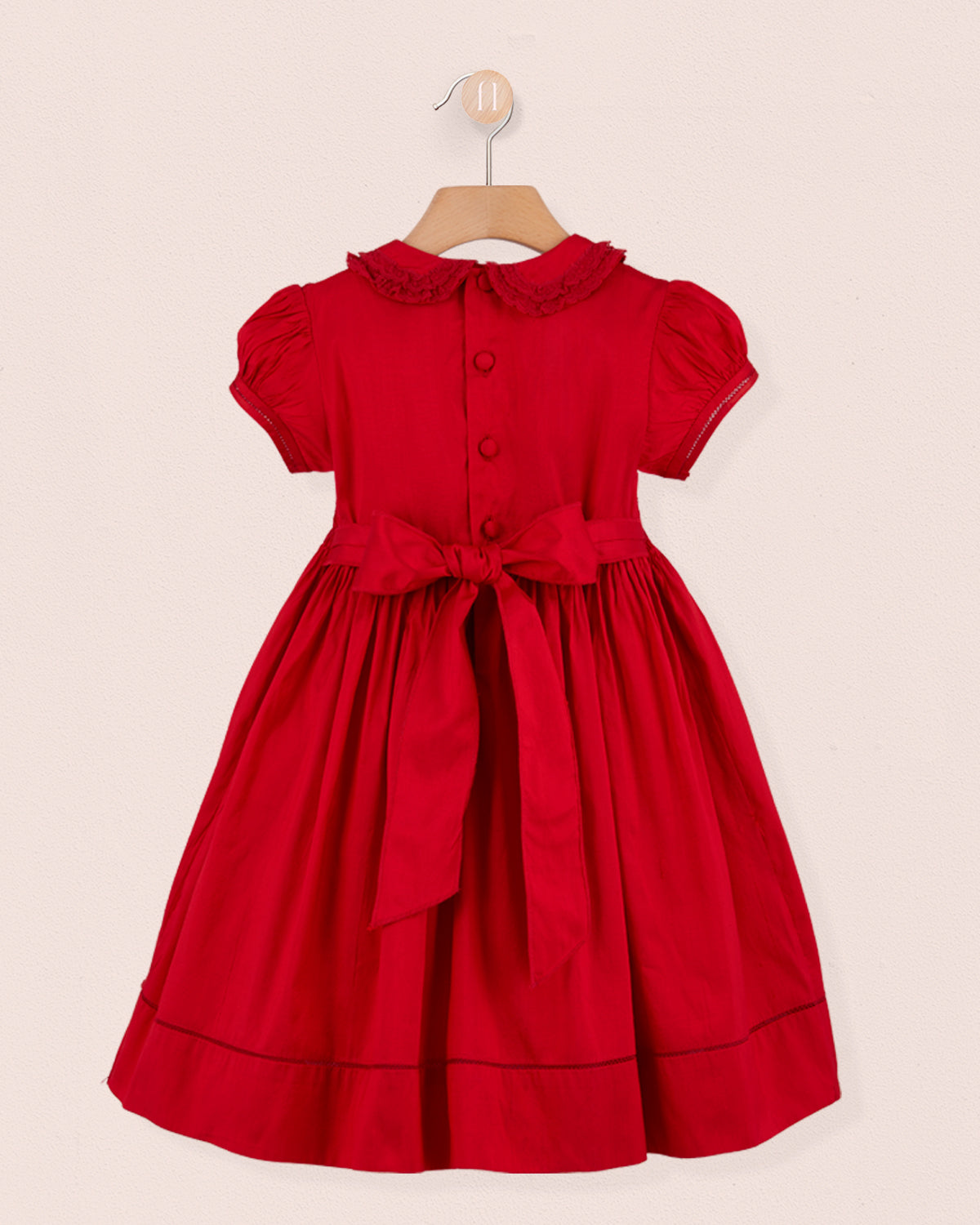 Middleton Red Silk Hand Smocked Dress - Smocked Dress