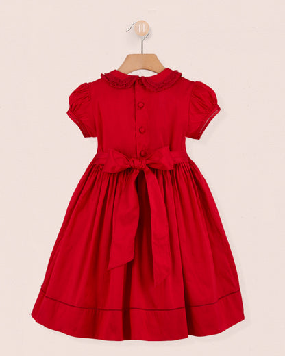 Middleton Red Silk Hand Smocked Dress - Smocked Dress