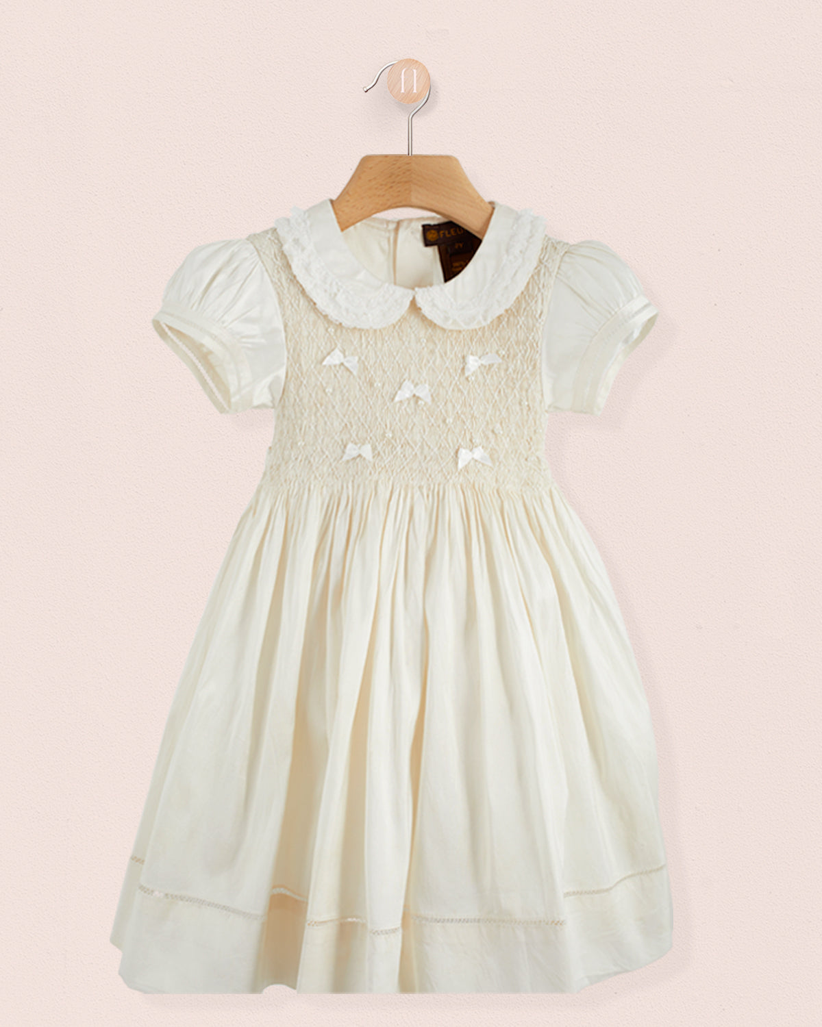 Middleton Winter White Silk Hand Smocked Dress - Smocked Dress
