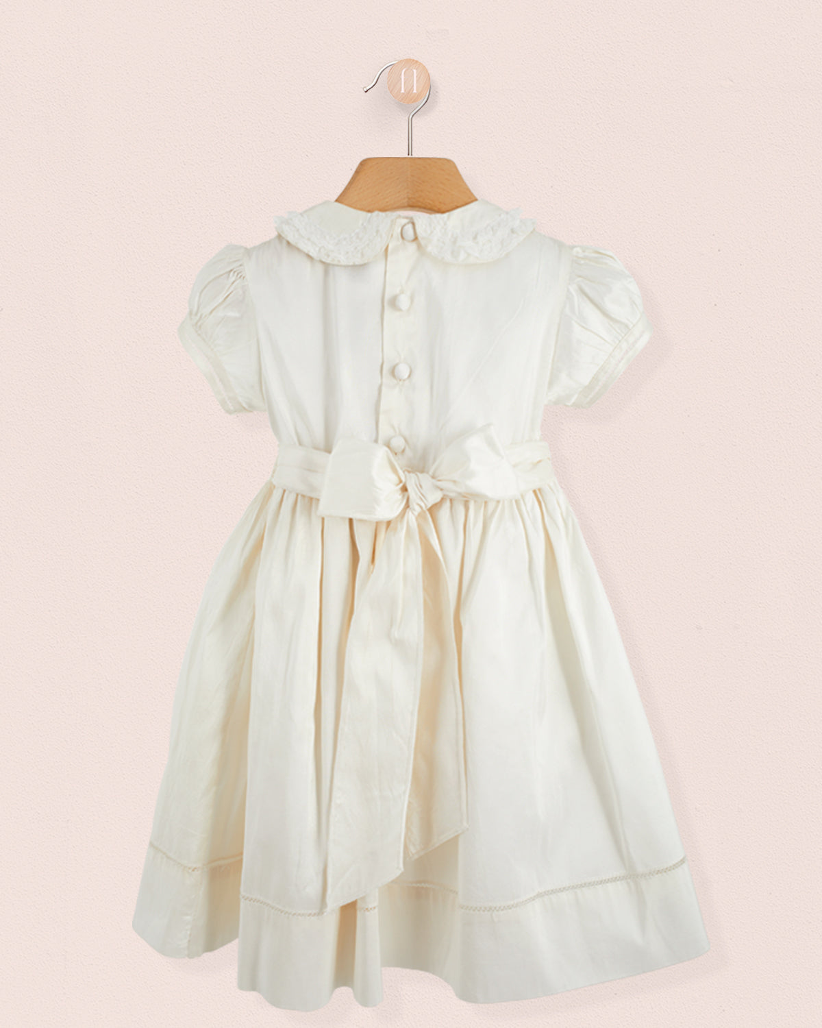 Middleton Winter White Silk Hand Smocked Dress - Smocked Dress