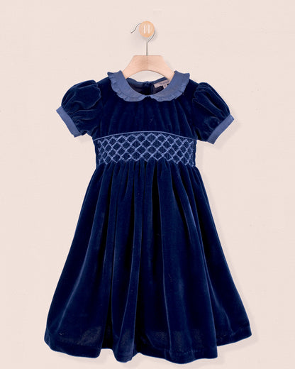 Victoria Navy Velvet Dress - Dress