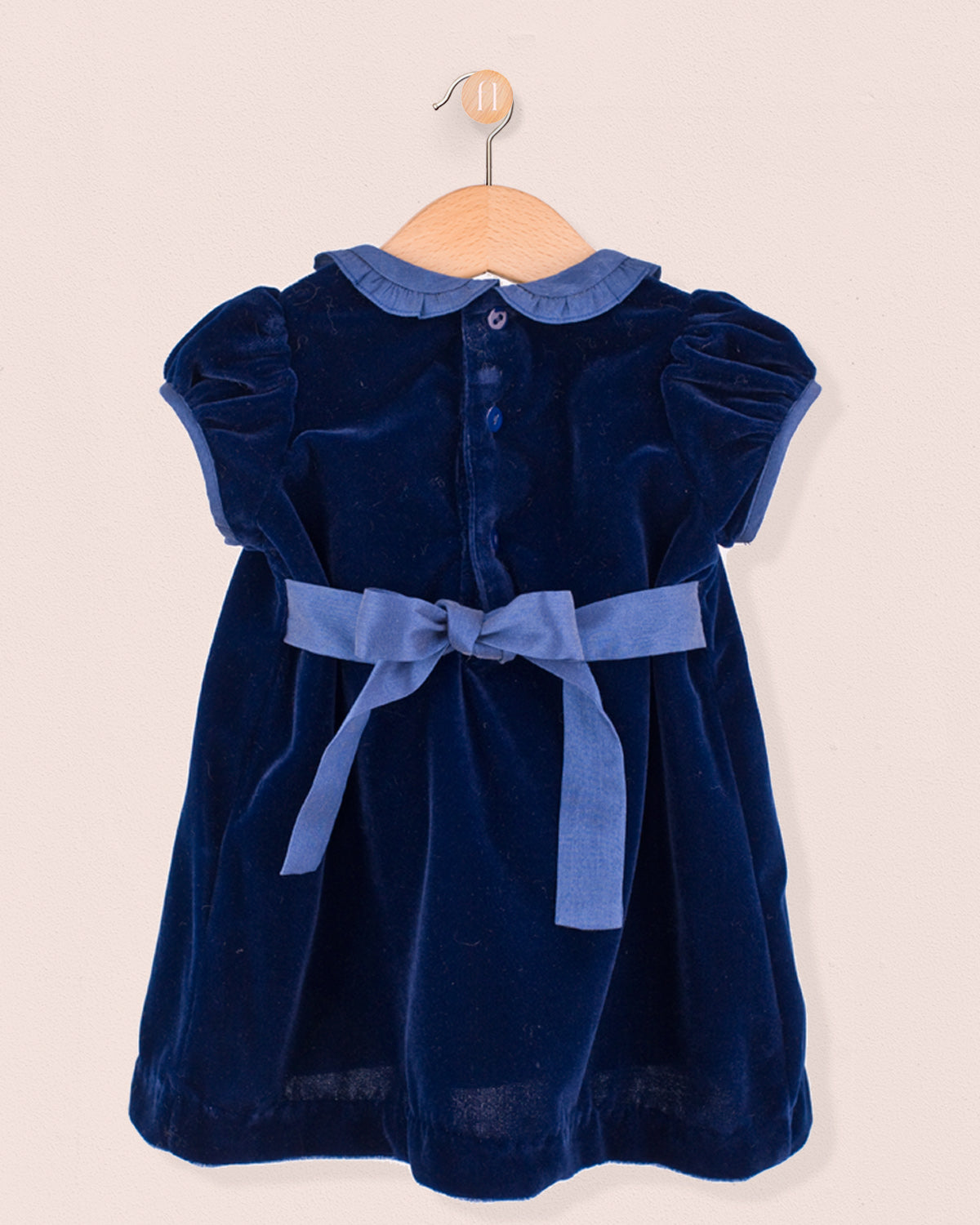 Baby Eveline Italian Navy Velvet Dress