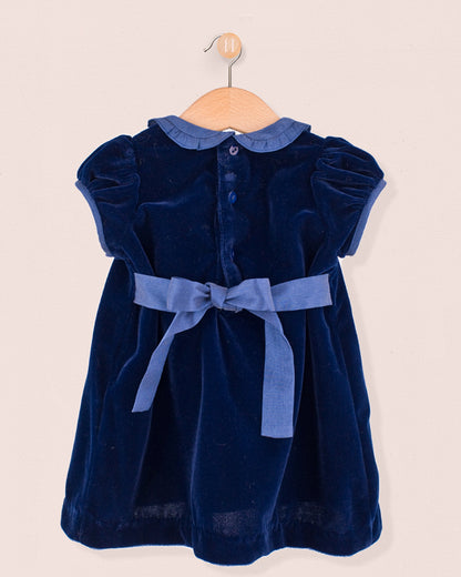 Baby Eveline Italian Navy Velvet Dress