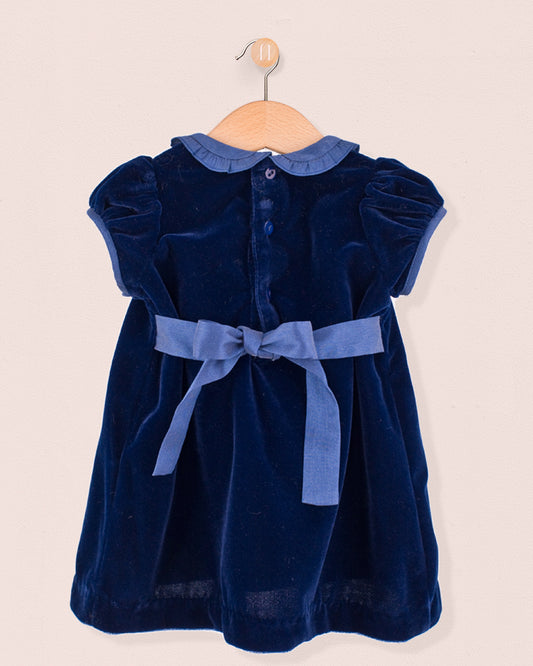 Baby Eveline Italian Navy Velvet Dress