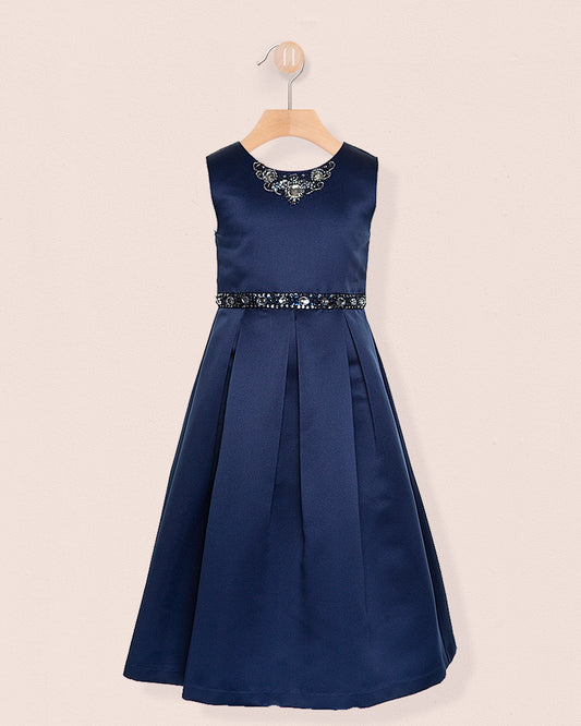 Esther Navy Satin Gown - Dress