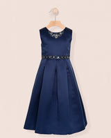 Esther Navy Satin Gown
