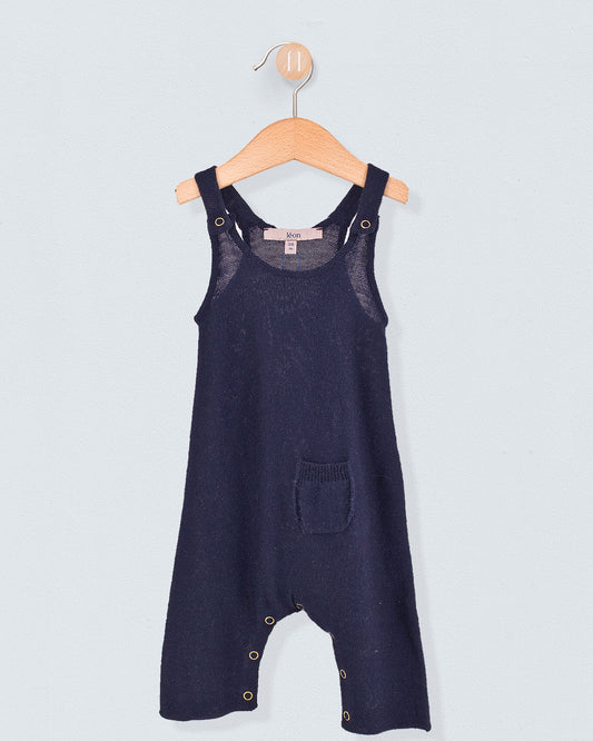 Aspen Navy Wool Knit Overall - Romper