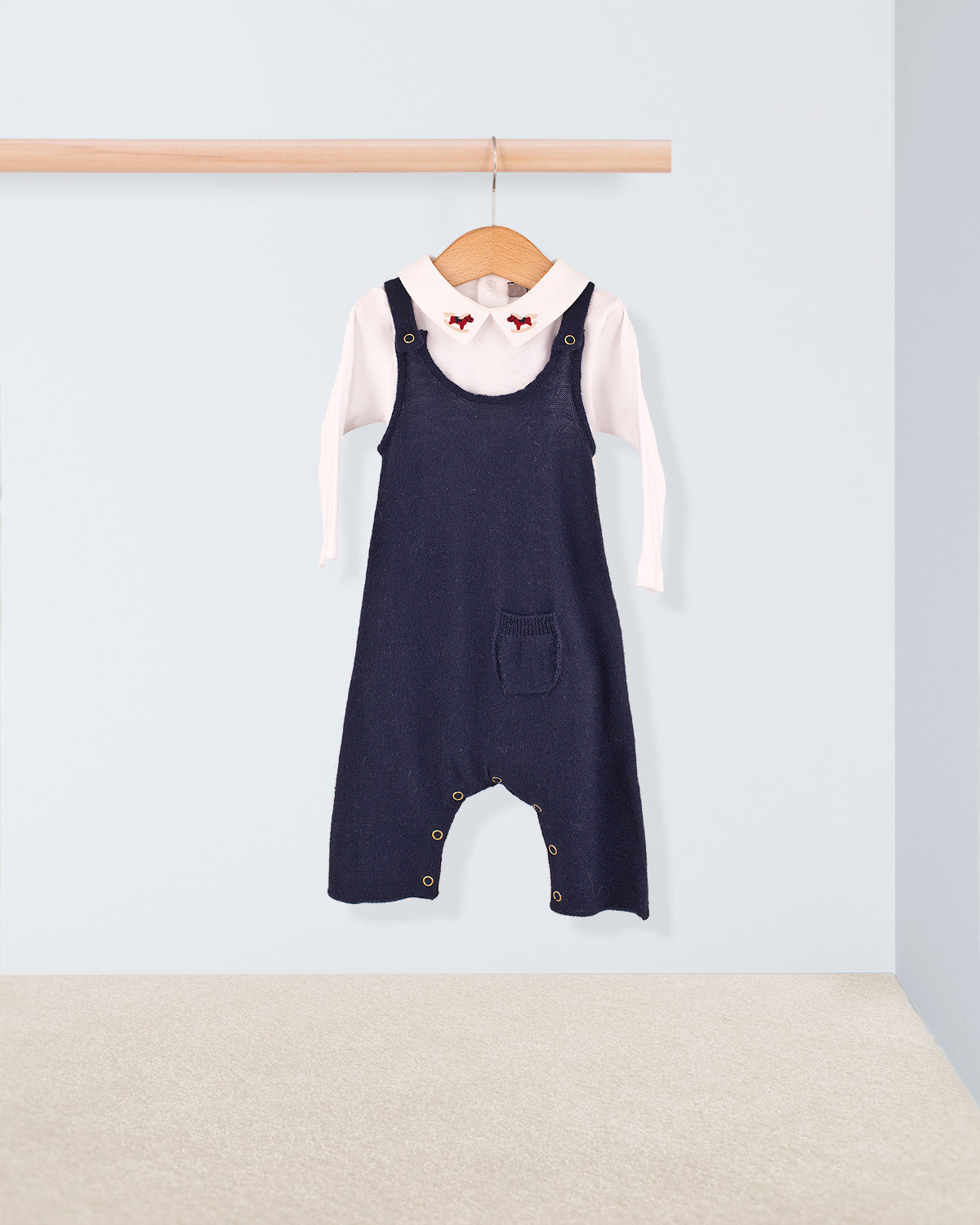 Aspen Navy Wool Knit Overall - Romper