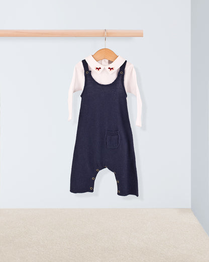 Aspen Navy Wool Knit Overall - Romper