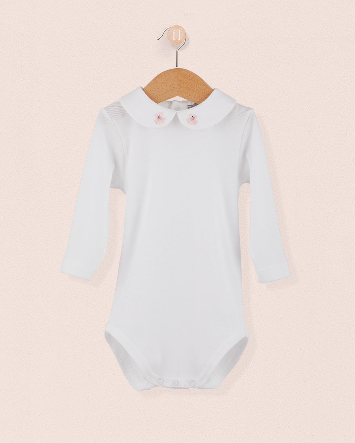 Onesie Italian Embroidered Pink Bear - Onesie