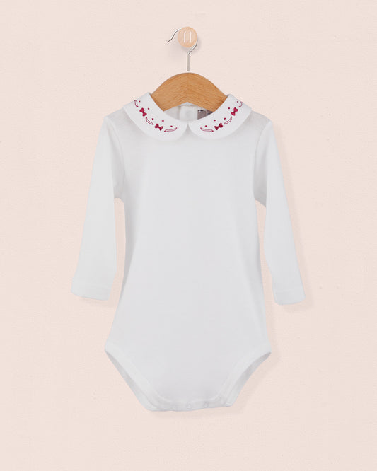 Onesie Italian Embroidered Raspberry Bows - Onesie