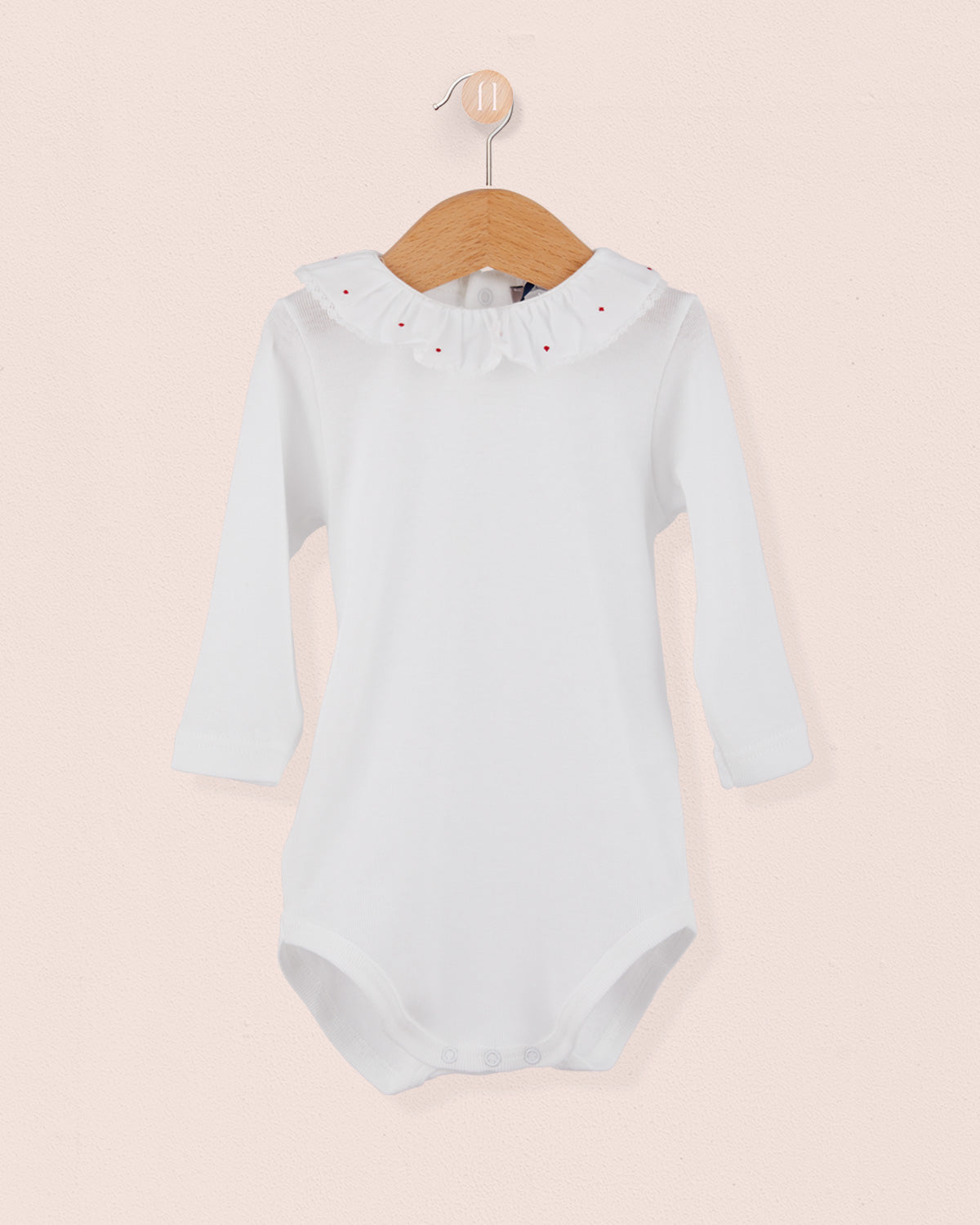 Onesie Italian Embroidered Red Dots Ruffle - Onesie