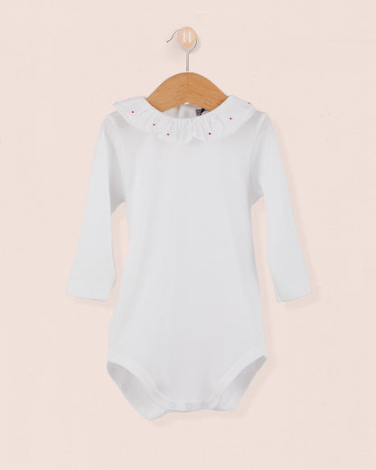 Onesie Italian Embroidered Red Dots Ruffle - Onesie