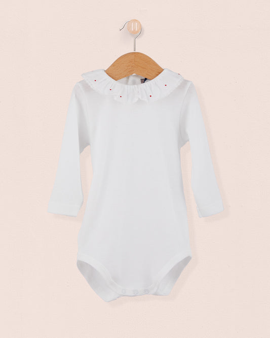 Onesie Italian Embroidered Red Dots Ruffle - Onesie