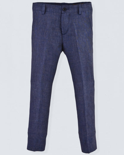 Domenico Navy Melange Linen Suit - Suit
