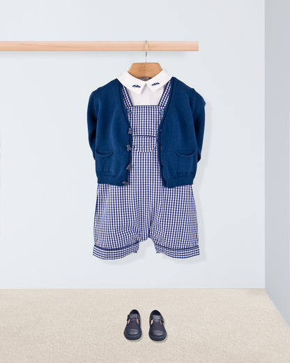 Starboard French Navy Gingham Shortall - Romper