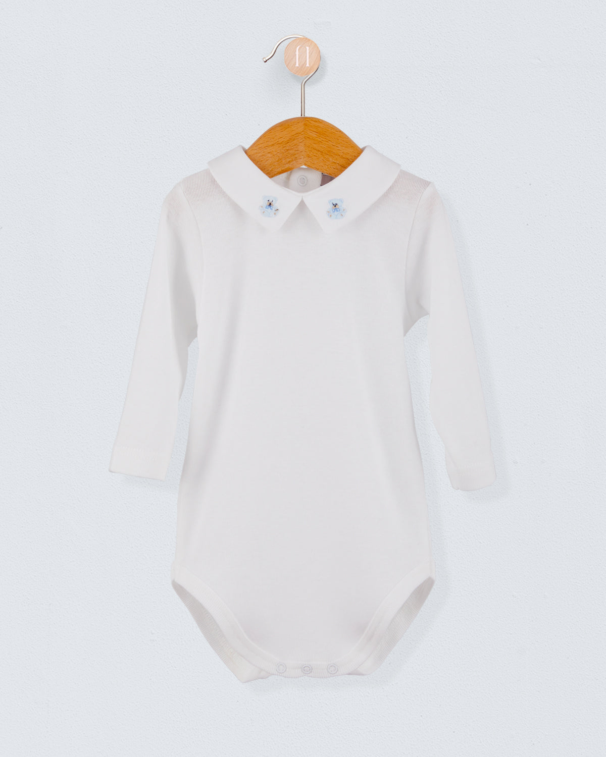 Italian Embroidered Light Blue Bear - Onesie