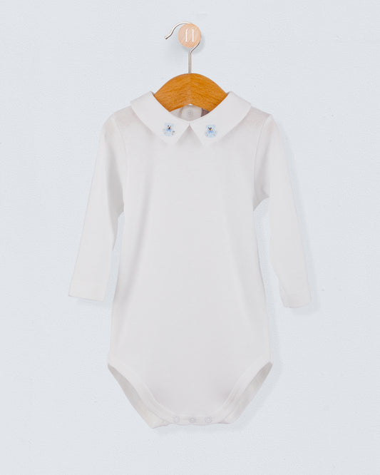 Italian Embroidered Light Blue Bear - Onesie