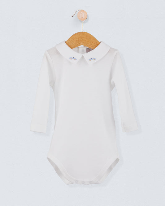 Italian Embroidered Light Blue Car Onesie - Onesie