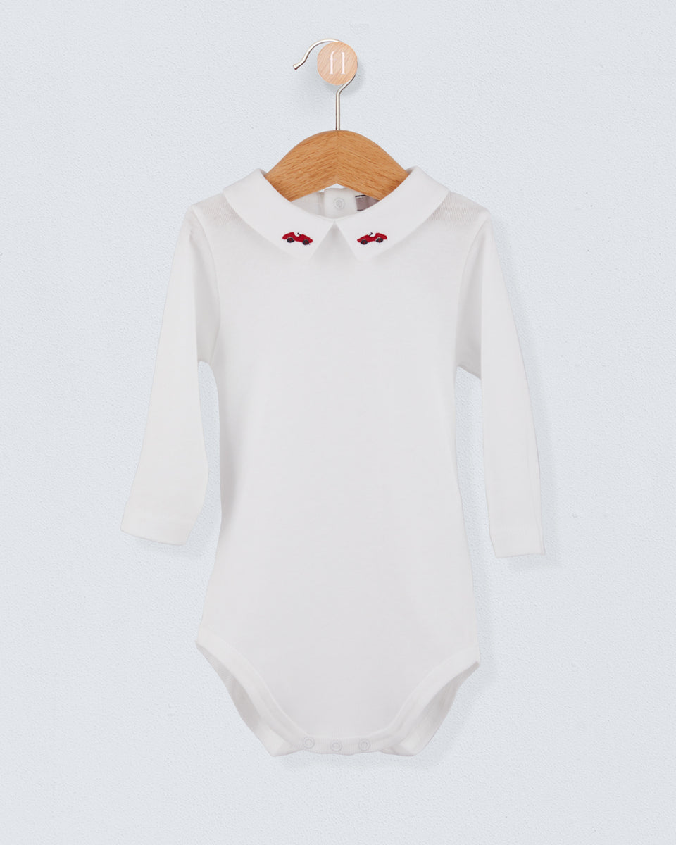 Italian Embroidered Red Car Onesie