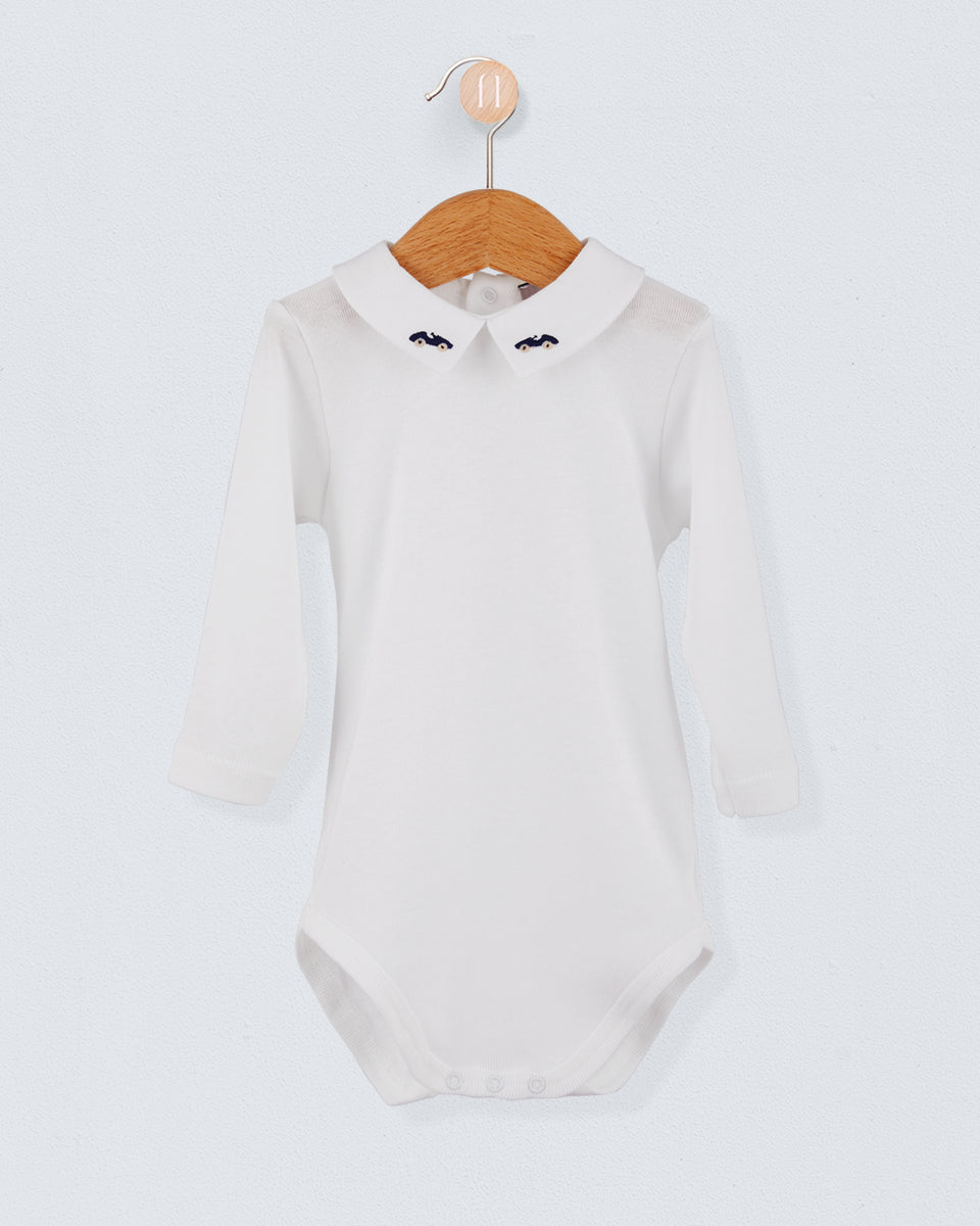 Onesie Italian Hand Embroidered Navy Car