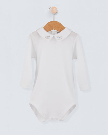 Italian Embroidered Light Blue Rocking Horse Onesie - Onesie