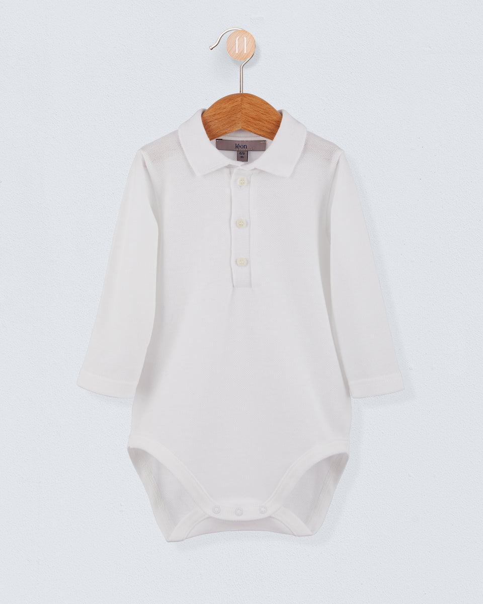 Polo Onesie Italian White Piquet
