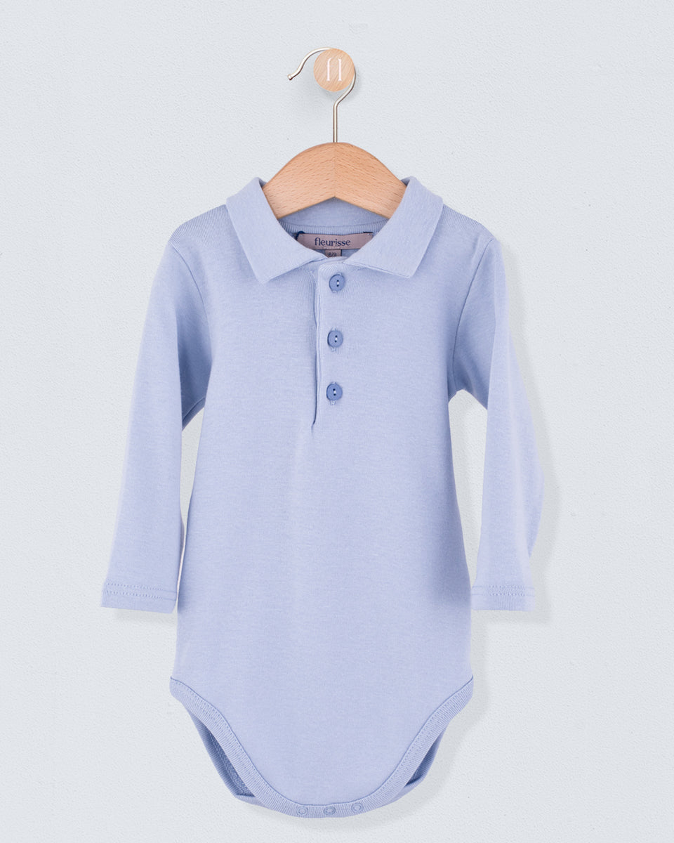 Italian Brushed Cotton Blue Polo Onesie