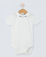 Andreas Onesie with Embroidered Royal Blue Car Collar